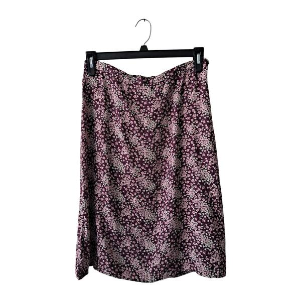 Hanna Andersson Floral Print Skirt Pull On Midi A-Line Purple Womens Size Large - Picture 1 of 7